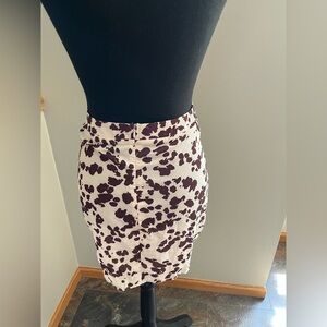 New cream & brown countrycore western cow print ruched party mini skirt. Size 2
